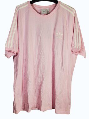 NWT Adidas 3 Stripes Tee T-Shirt Men's 2XL Clear Pink Cotton Pastel Crewneck